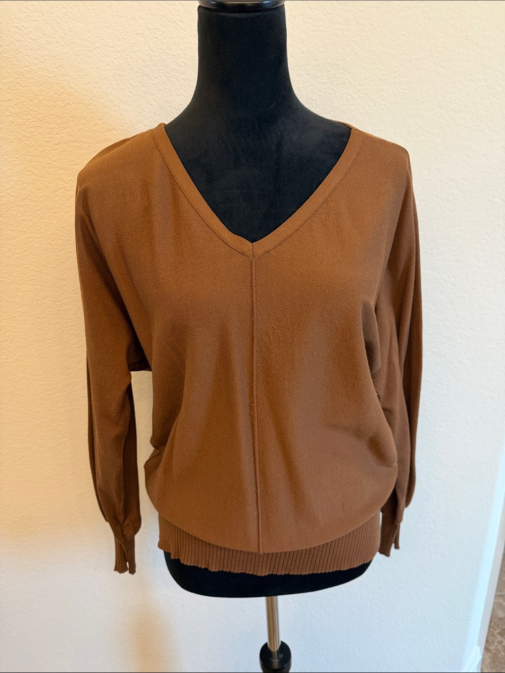 Ann Taylor Factory V-Neck Sweater in Chestnut Brown